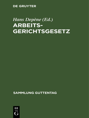 cover image of Arbeitsgerichtsgesetz
